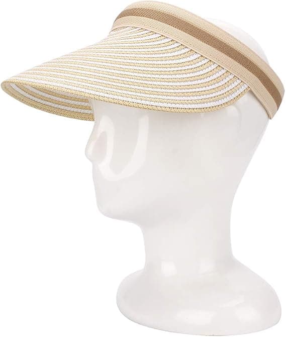 Sommarhatt för kvinnor Bredbrättad beige stråhatt för stranden