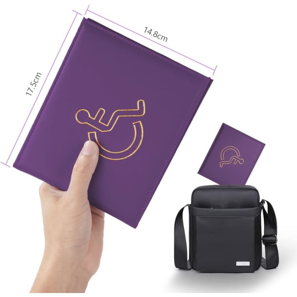 Lila-handikappad ID-korthållare och timer, Pu-läder ID-korthållare