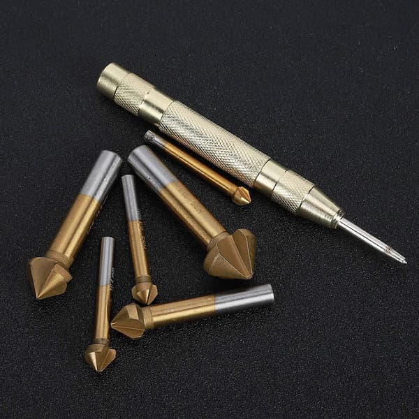 6 stk. fasbor Woodworking Tool Anti Rust Ti Plating med 130mm Center Punch