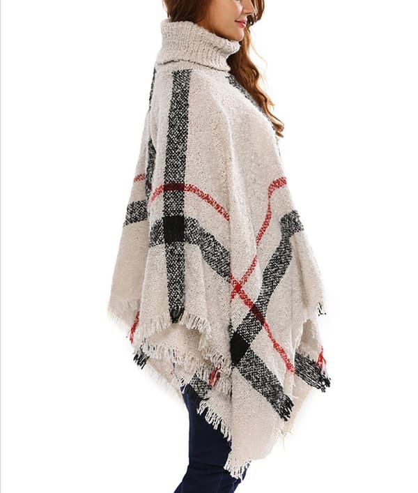 Poncho dam vinter, polokrage, elegant (1-del)