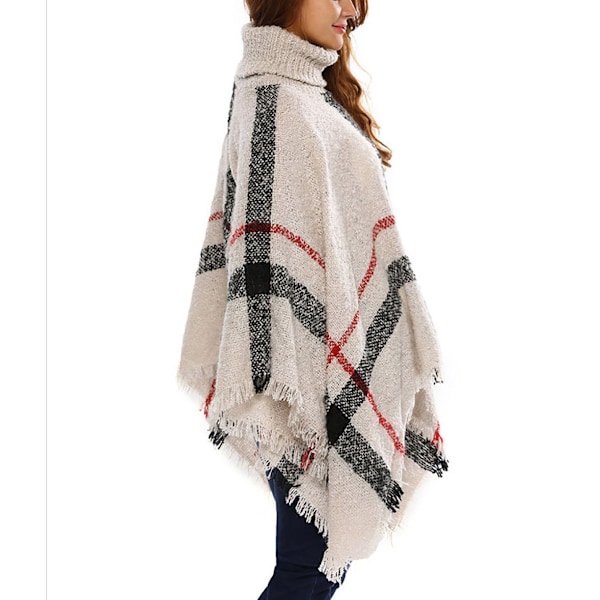 Poncho dame vinter, rullekrave, elegant (1-delt)