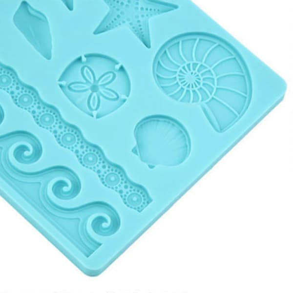 Silikon Skjell Fondant Og Gummipasta Godteri Kake Bakeform, blå