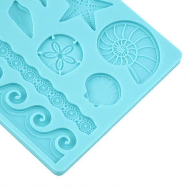 Silikone Muslingeskaller Fondant Og Gum Paste Slik Kage Bageform, blå