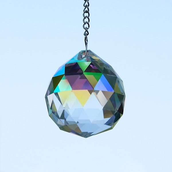 Glass krystallkule prism anheng 2 stk, farge