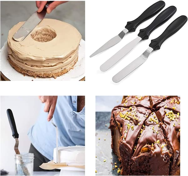 Isingspatlersett i rustfritt stål og plast - Kake spatler for krembaking