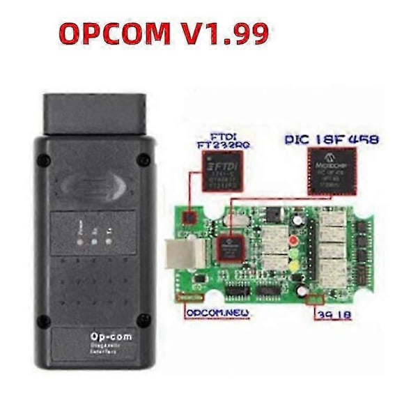 Opel Opcom 2014v V1.99 Ftdi Ft232rq Pic18f458 Gm/opel 120309a Obd2 Diagnostiska Skannrar Kabeladapter Usb Sladd Testinstrument