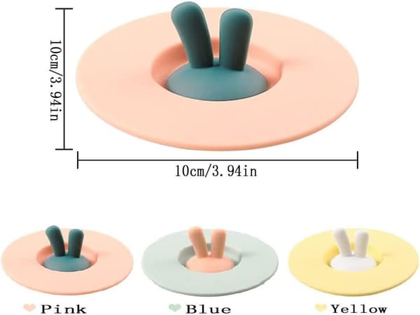Set med 3 st Kopplock Kaninöron Silikon Tecknad Kopplock Silikon Kopplock Anti-Damm Återanvändbart Silikonförseglingslock för Drycker i Kaffekopp