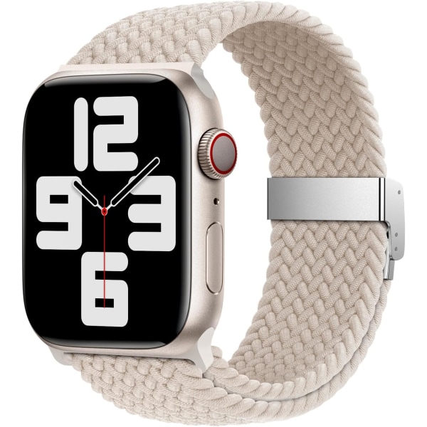 Vit - Vävd Solo Loop-armband, Kompatibel med Apple Watch 49mm 4