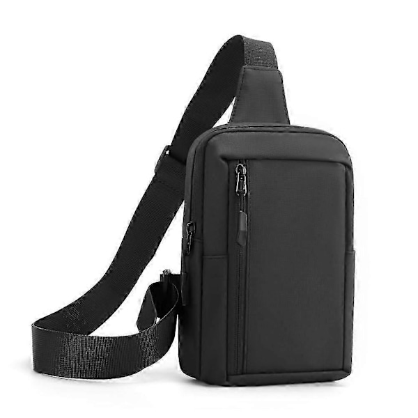 Trendig svart cross-body midjeväska för män och kvinnor, portabel för träning