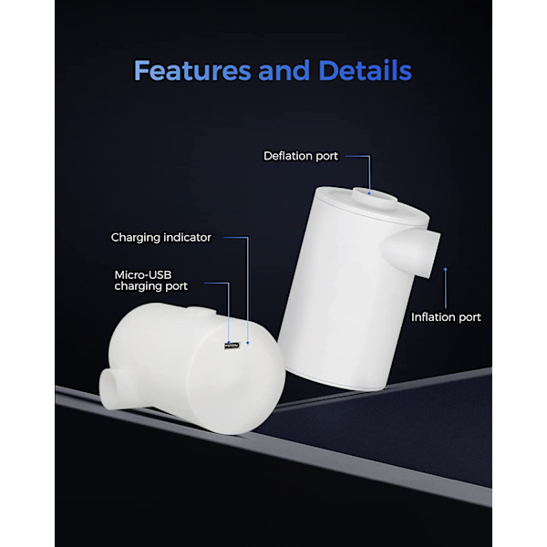 2020 Bärbar Luftpump med 3600mAH Batteri USB Laddningsbar Luft