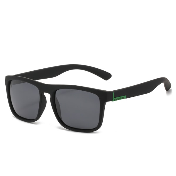 Polarisert grå blad svart innrammet solbriller menn kvinner, flat topp