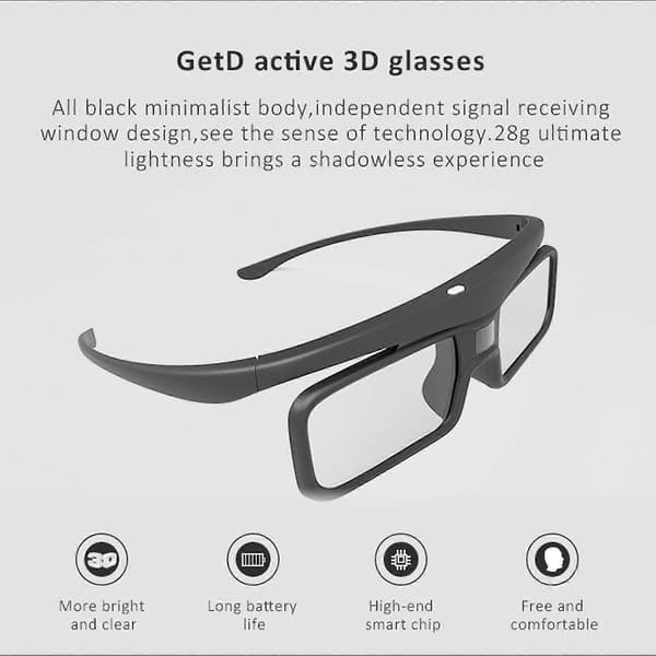 Aktive Shutter 3D-briller 144Hz Opdatering Genopladelige 3D-briller til DLP LINK 3D-projektor