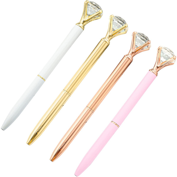 /#/pcs metal krystal diamant kuglepenne, sort blæk indtrækkelige kuglepenne Crea/#/