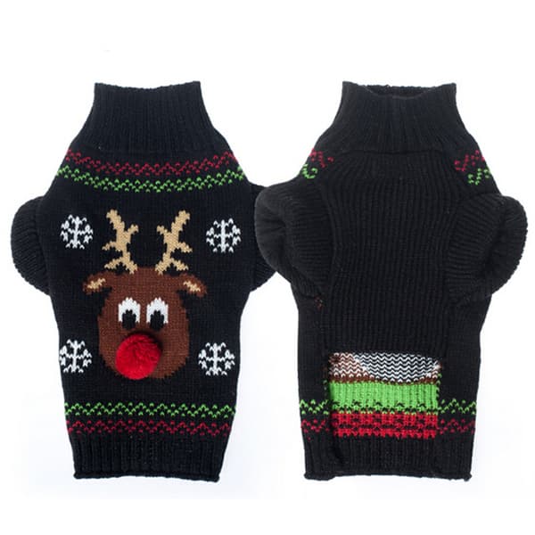 ##/Jultröja för hund, svart älg, M, vintertröja för husdjur##/