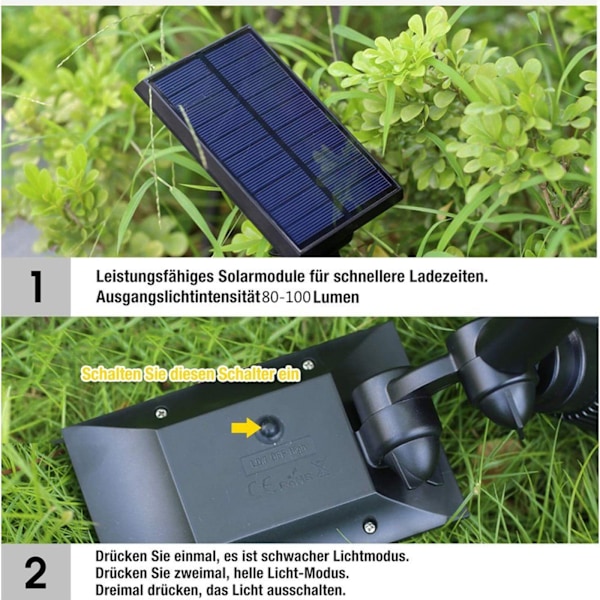 LED solcellelampe LED solcellysspot (2 stk. varm hvid) spotlight