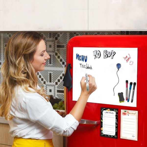 1 x magnetisk whiteboard, 3 penner, 1 whiteboard-viskelær Magnetisk hv