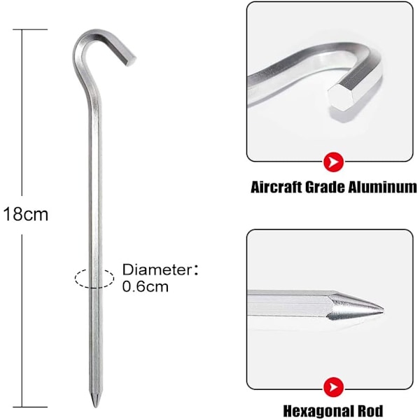 14 stk. Teltspænder, 18 cm Heavy Duty Metal Teltspænder, Letvægts