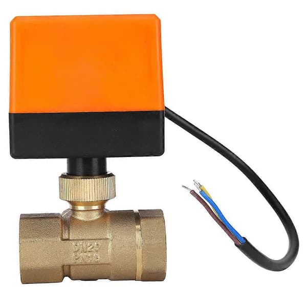 Motorisert kuleventil L-form Oransje Messing Elektriske Ventiler 3-Ledning 2-Kontroll 1.6MPa 6W AC220V G3 / 4 tommer