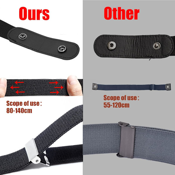 Elastiskt bälte för kvinnor, bälte utan spänne 100 cm, magiskt bälte för män