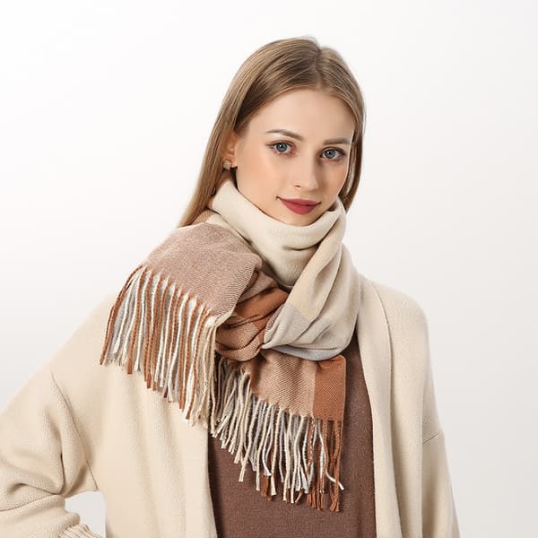 Ullscarf damscarf mjuk och gosig rutig vinterscarf poncho kvalitet