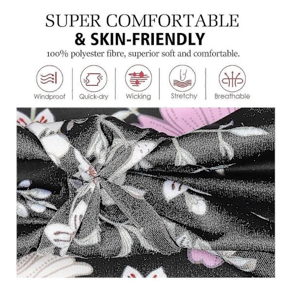 Hårband för damer, multifunktionellt hårband, multi-styl Flower Black