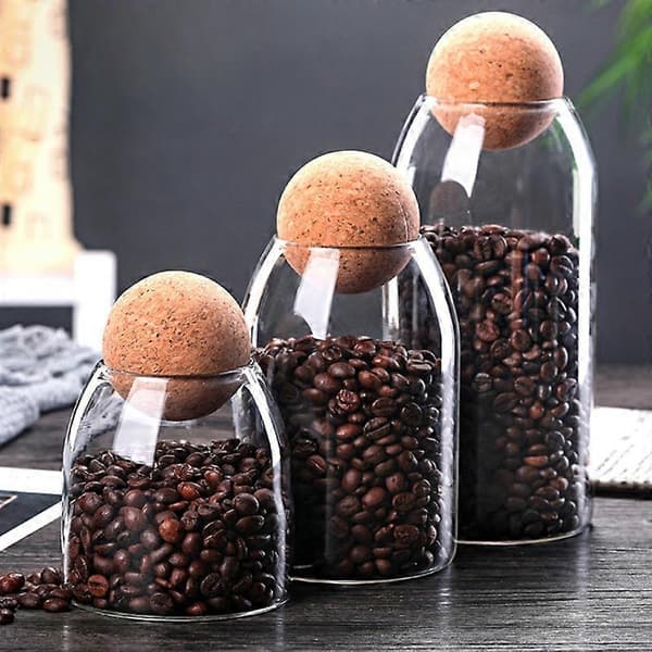 Förvaringsflaska Anti-deform Tålig Vattentät Korkpropp Böna Socker Glasburk för Kaffe 1200ml