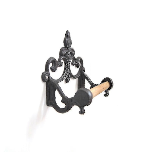 Vintage Toiletpapirholder i Støbejern til Køkken og Badeværelse Sort 1 stk