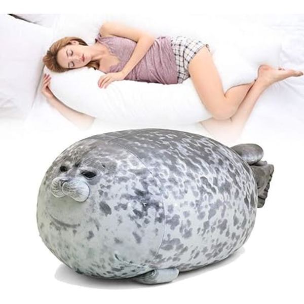 Simulerad sälkudde (40cm), söt knubbig säl, gosedjur