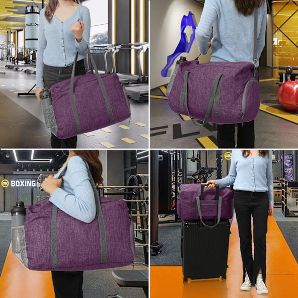 Rejsetaske 46 * 30 * 25cm (lilla (med skulderrem)), foldbar