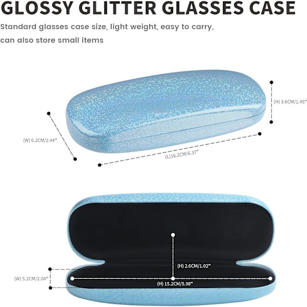 2 stk. Svart og Blå Glitter Hard Shell Brilleetui, Porta