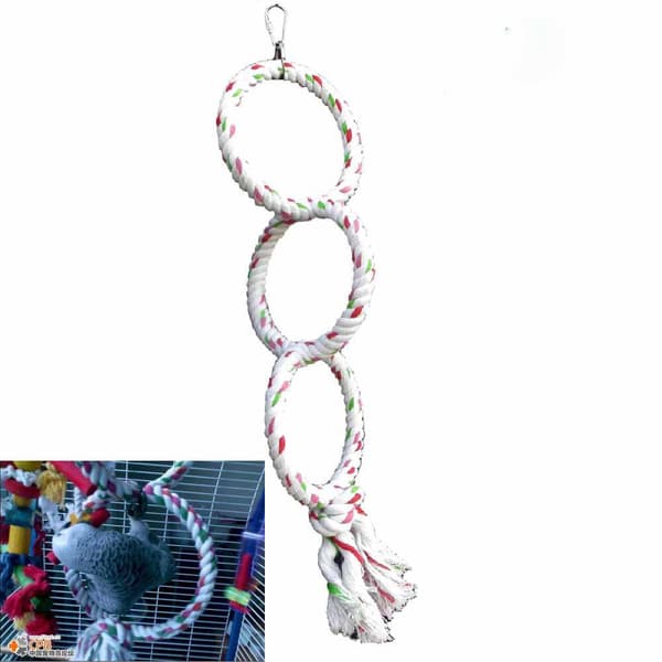 Parrot Swing Ring för Fåglar Budgie Papegoja Bomullsrep Sittpinne Tugga
