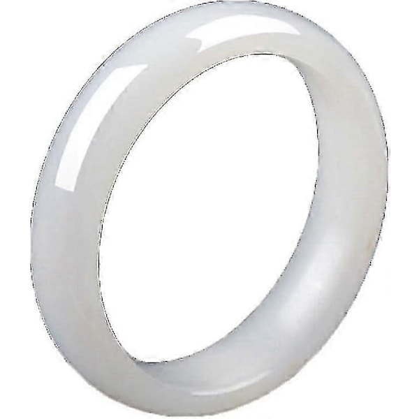 2,4 tum (60-61 mm) armband av naturvit jade, handgjord, för kvinnor, present med ask