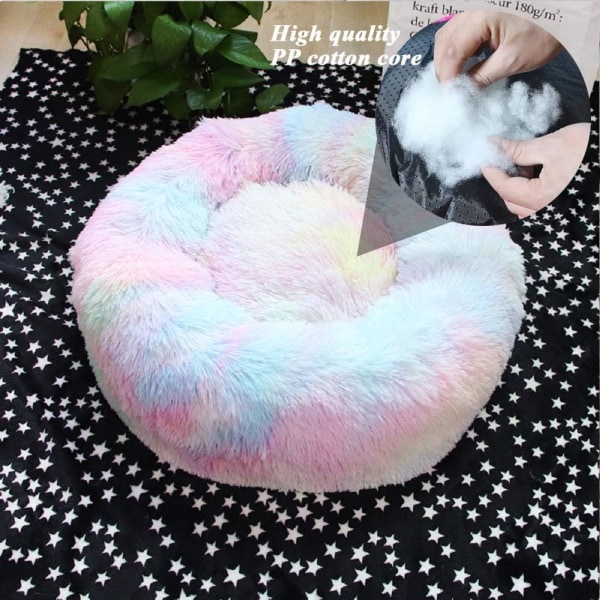 Katt- och Hundbädd Rund Lyxig Husdjurs Donut Kudde Tvättad och Varm