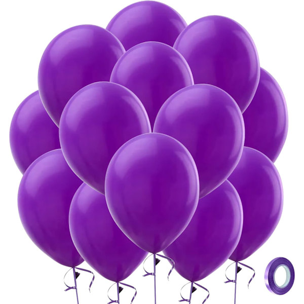 Lila Metalliska Krom Latexballonger, 100-pack 12 tum Runda Helium