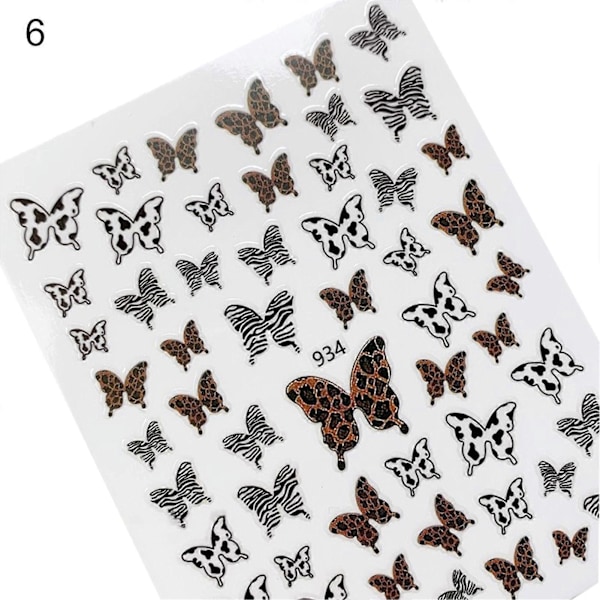 Nagelsticker Levande 3D-effekter Ultratunna Populära Leopard Sliders Konstdekorationer Djurmönster för Manikyr 6