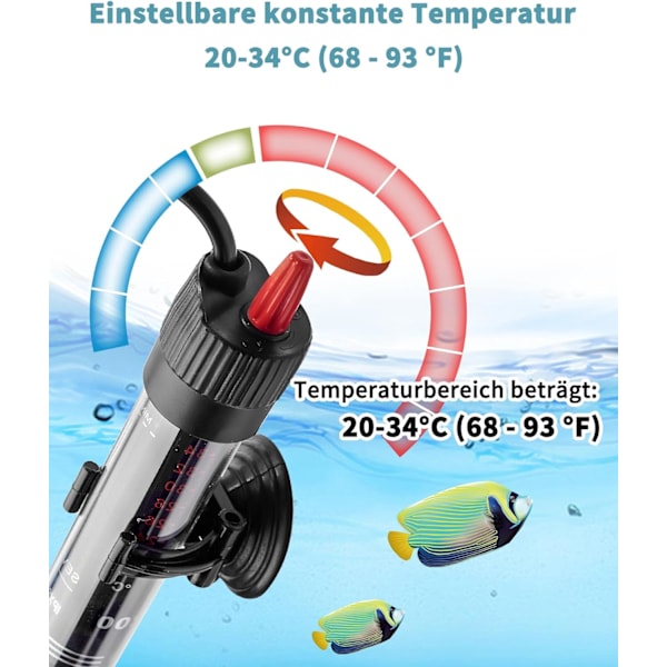 Justerbar Akvariumvärmare 120L 100 W Akvariumresistans med T