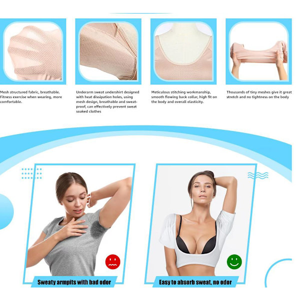Svetteabsorberende vest (S), underarm svettingsplaster beskyttende pute