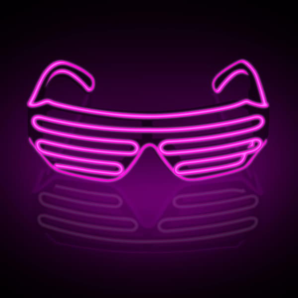 (Pink) Neon Rave Briller El Wire Blinkende LED Solbriller Lys Op