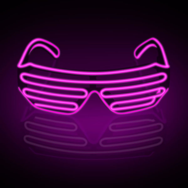 (Rosa) Neon Rave Glasögon El Wire Blinkande LED Solglasögon Lyser Upp