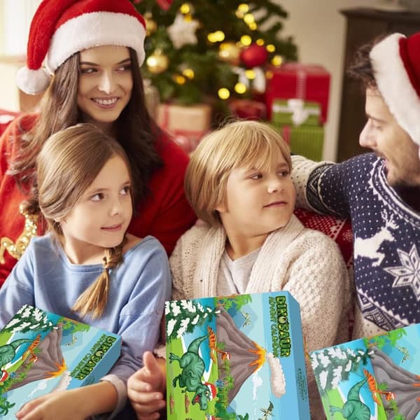 Adventskalender med dinosaurieleksaker för barn, 24 DAGARS nedräkning, överraskningspresentförpackning