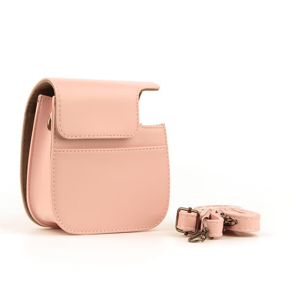 Kompatibel Polaroid mini11 kameraväska 2 delar blå rosa premium PU-läderväska med expanderbar rem