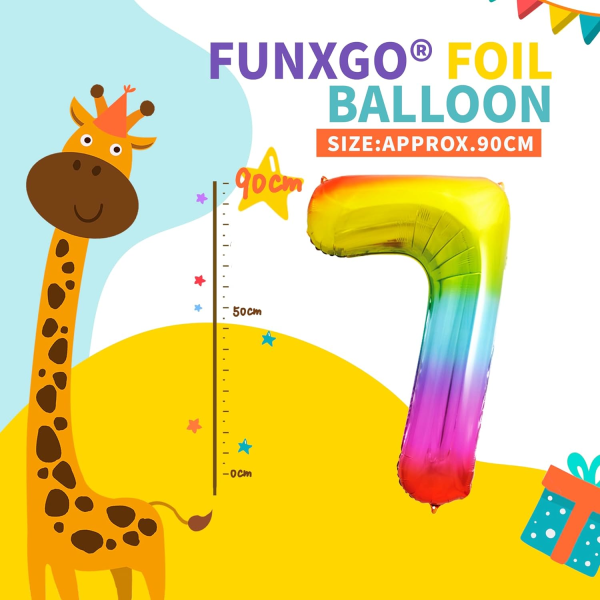 Fargerike 7-års bursdagsballonger - Stor tall 7 ballong Nummer 7