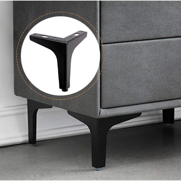 4 st 10 cm svarta metallmöbelben för skåp, soffa, soffbord, TV