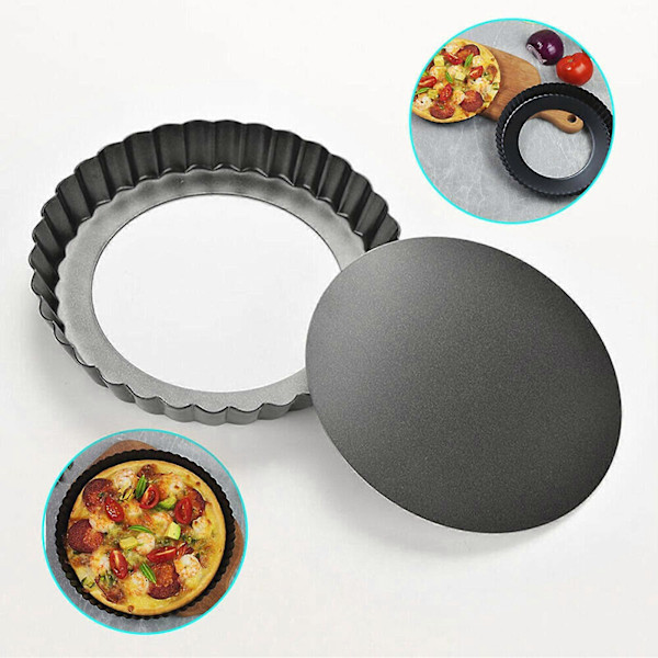 Pizzapelti Helppo Irrottaa Korkea Kovuus Aaltoileva Reuna Design Hiiliteräs Pyöreä Leivonnaiskakku Uunivuoka Kotitaloustarvikkeet 22cm