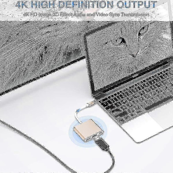 Typ C-adapter, USB 3.1-hubb (USB-C Thunderbolt 3-portkompatibel) till USB 3.0 HDMI