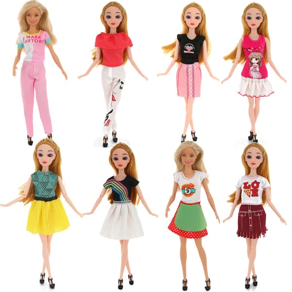 Barbie modekostume, 15 dele, 15 dukketilbehør, til