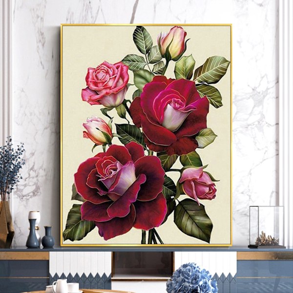 Måla DIY 5D Diamantmålningssatser Rosor Bukett Blommor