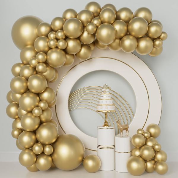 ##/Kromguld Ballonger 82 st Metallisk Guld Ballong Girland Båge Kit##/