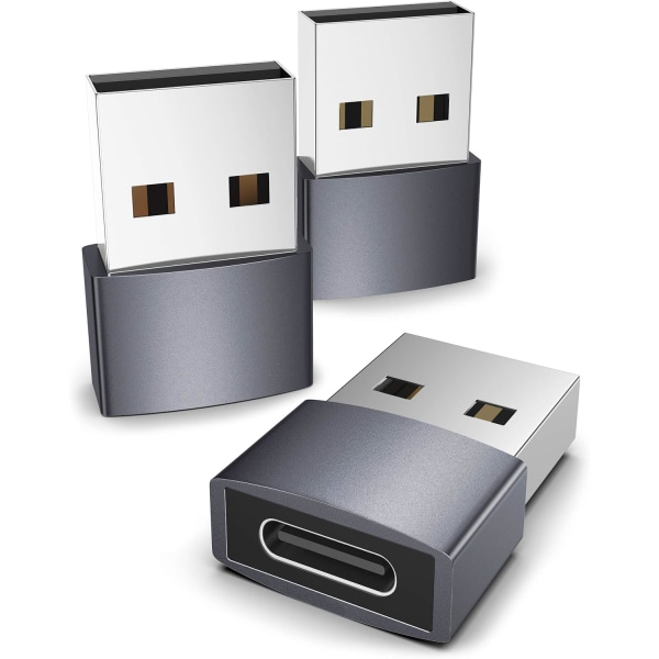 Grå USB C til USB-adapter, 3-pakning, kompatibel med iPhone 13 12 Pr