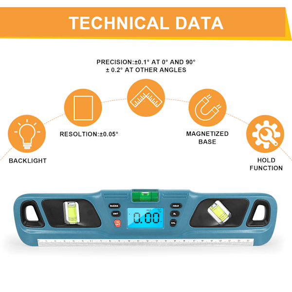 ##/Digitalt Inclinometer Blå Vinkelmåler##/